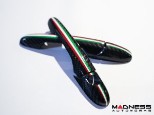 FIAT 500 Exterior Door Handle Kit - Carbon Fiber - Italian Racing Stripe Design